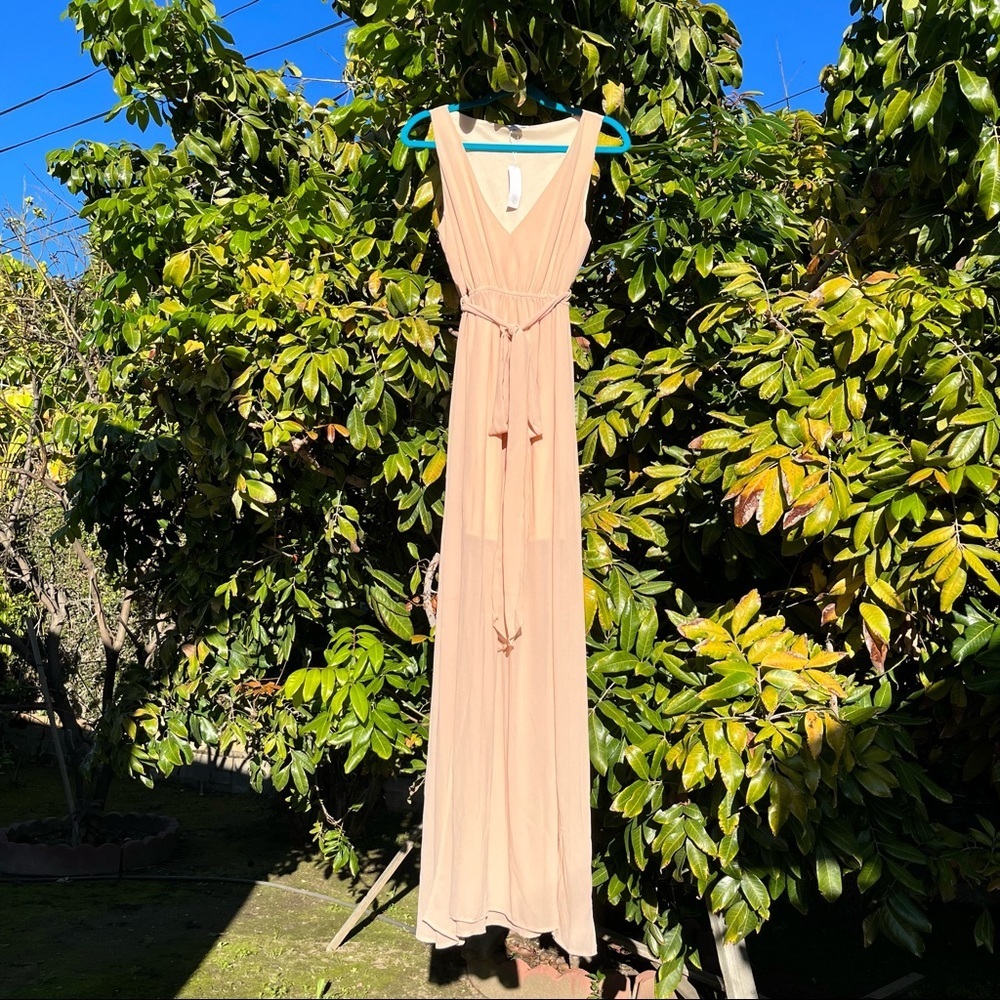 Nwt Baltic Born Peach Pink Knit Belted Sleeveless Maxi Dress